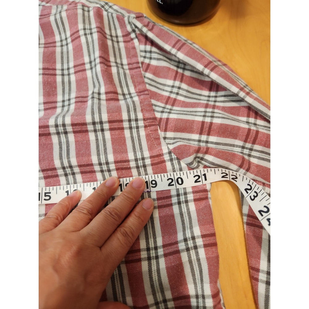 Women's Thistle Plaid Flannel Shirt Button Up Red White Medium - Picture 3 of 4